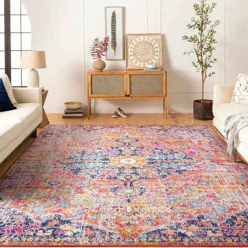 Miniatura 11 de Hauteloom Laureldale Alfombra de Área de Estilo Oriental Tradicional Desgastada y Desteñida para Sala de Estar - Estilo Granja de Medallón Vintage