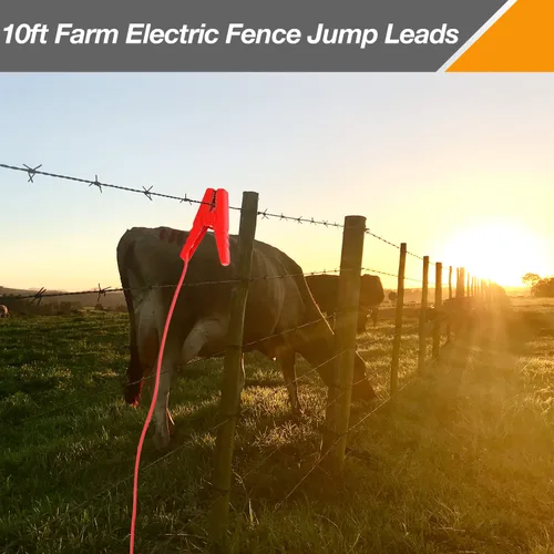 Miniatura 5 de Cables de salto de valla eléctrica de granja de 10 pies – Alambre de cobre estañado con clip de cocodrilo para Energizer a cerca de alambre