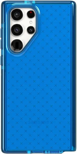 Tech21 Evo Check Enhanced - Funda protectora para Samsung Galaxy S22 Ultra con protección contra caídas de 16 pies Azul clásico (BIO)