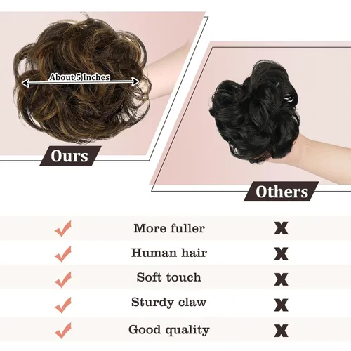 Miniatura 3 de Extensiones de cabello rizado con clip de garra, moño desordenado, 100 % real, moño de cabello humano real, extensiones de moño ondulado