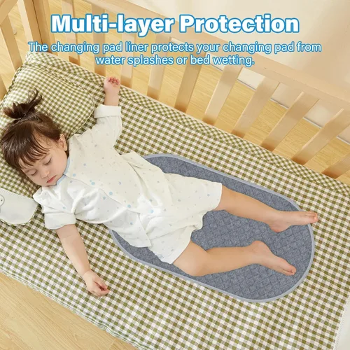 Miniatura 3 de Almohadilla acolchada para cambiar pañales para bebé, antideslizante, paquete de 3 almohadillas de incontinencia reutilizables de absorción pesada