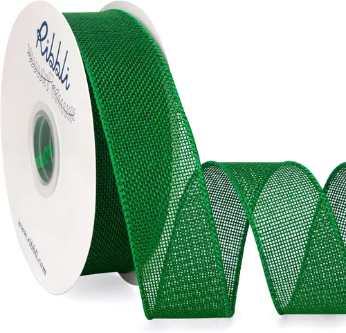 Miniatura 9 de Ribbli Cinta de arpillera natural con alambre, 1 pulgada x 20 yardas continuas, cinta de borde con alambre para coronas, lazos grandes, decoración