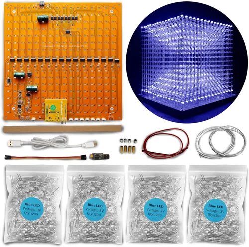 Mini 3D Led Cube DIY Kit de Electrónica Kit de Proyecto de Soldadura (3D16MINI-ALLBLUE-KIT)