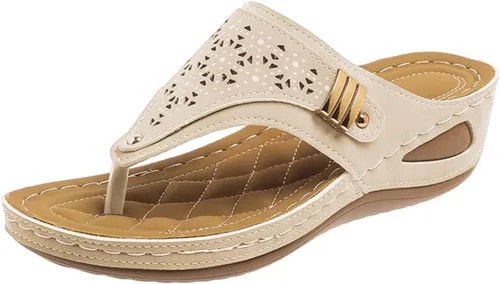 Miniatura 34 de Sandalias ortopédicas con soporte de arco, sandalias planas para exteriores, estilo bohemio, para caminar, cómodas, elegantes, informales