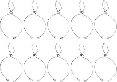 Miniatura 7 de uxcell Pulseras deslizantes ajustables, 10 unidades de extensor de caja de cadenas de conexión con extremos de diamantes de imitación para hacer