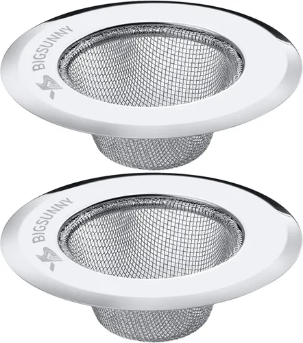 Miniatura 8 de MSY BIGSUNNY - Juego de 3 coladores de malla para fregadero de cocina, de acero inoxidable, colador de drenaje de cocina con borde ancho grande