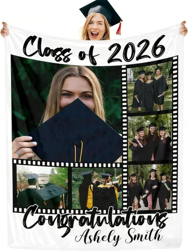 Miniatura 16 de Manta personalizada con collage de fotos, manta de fotos personalizada para graduados, manta personalizada, regalos para temporada de graduación
