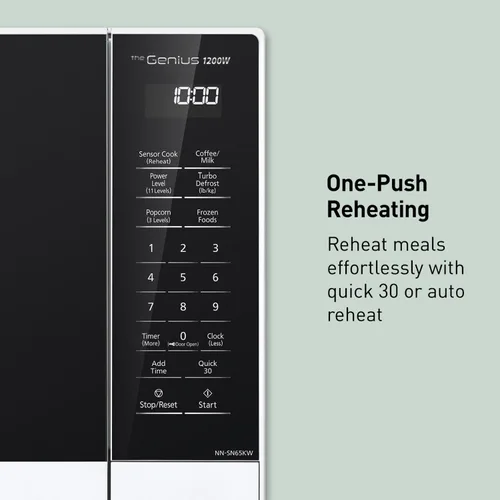 Miniatura 15 de Panasonic Horno de microondas con tecnología Inverter, 1200W, 1.2 pies cúbicos. Pequeño horno microondas con sensor Genius de un toque, botón