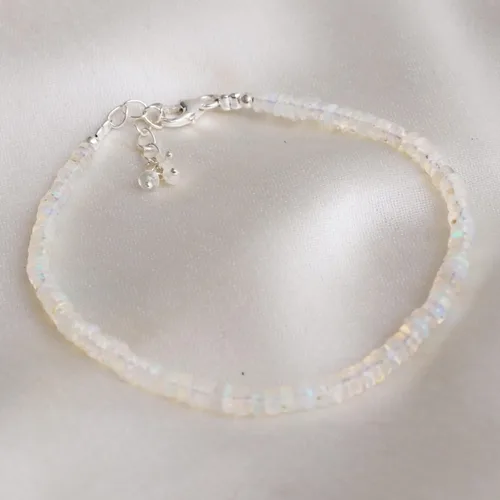 Miniatura 20 de Pulsera ajustable de plata esterlina 925 con cuentas completas para mujer, cuentas de piedras preciosas naturales, pulsera delicada, regalo