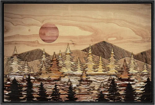 Miniatura 21 de IDEA4WALL Lienzo enmarcado para pared, decoración occidental, collage de polígonos de diamantes, paneles geométricos abstractos de madera, arte