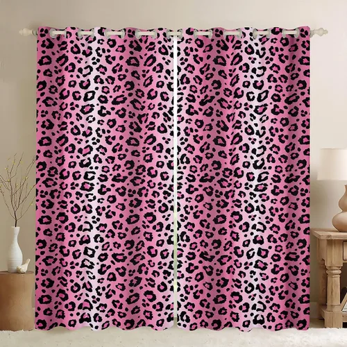 Miniatura 11 de Feelyou Cortinas opacas con estampado de leopardo de 30% a 50%, cortinas de oscurecimiento con estampado de guepardo para dormitorio, para niños