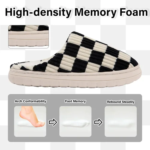 Miniatura 5 de Jaeynow Pantuflas mullidas para mujer en interiores, zapatos de casa unisex de espuma viscoelástica para hombre, zapatos de invierno cálidos