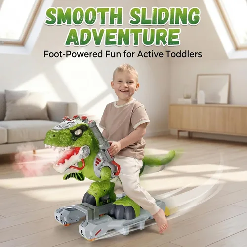 Miniatura 2 de Coches de Dinosaurio Montables para Niños, Juguetes Eléctricos con Música, Luz y Humo, Regalo para Niños de 3 a 5 Años, Patinete para Preescolar