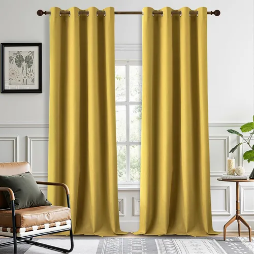 Miniatura 21 de DONREN Cortinas opacas de lino con aislamiento térmico de 52 x 95 pulgadas, cortinas de oscurecimiento de habitación con ojales para dormitorio