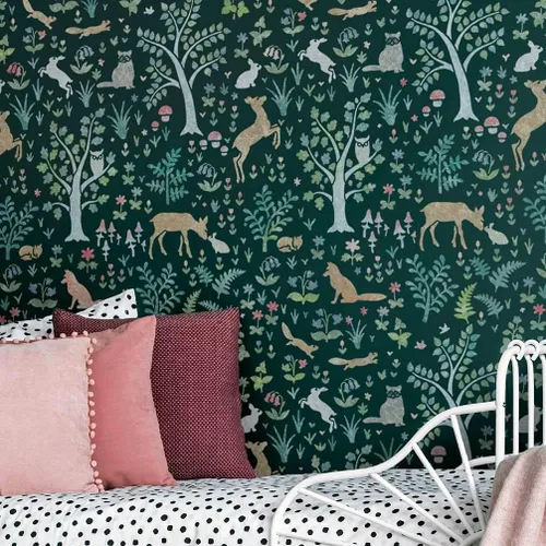 Tanglewood Forest Stencil - Plantilla de pared para guardería, diseño de animales de bosque reutilizable para habitación de niños y habitación de