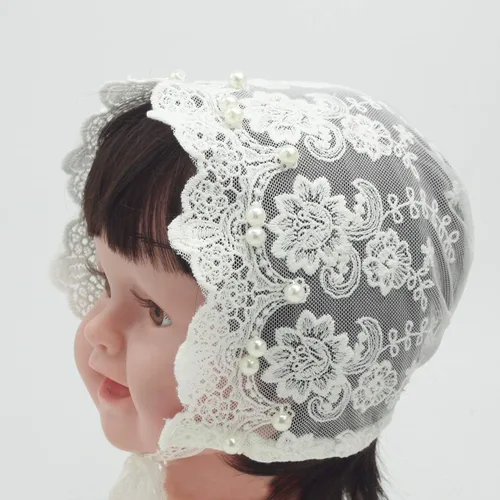 Miniatura 6 de Gorro de encaje blanco para bebé, gorro de verano para niña recién nacida, Blanco