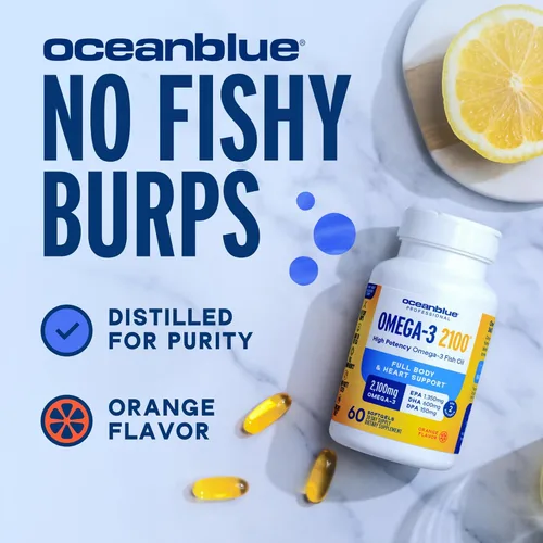 Miniatura 4 de Oceanblue Mini cápsulas blandas profesionales Omega-3 2100 – Suplemento de triple fuerza DPA EPA DHA Omega 3 – Aceite de pescado capturado salvaje