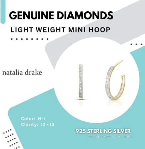 Miniatura 4 de NATALIA DRAKE Aretes de aro pequeños con diamantes abiertos en C para mujer en plata de ley 925