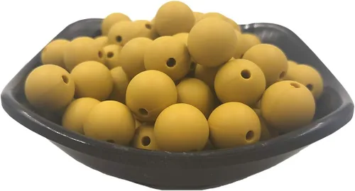 Miniatura 3 de 100 cuentas focales de perlas de silicona para bolígrafo de 0.59 pulgadas sueltas de silicona redondas para llavero, mamá y mujer, cuentas