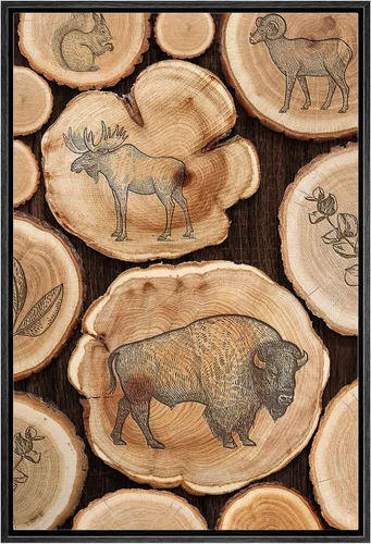 Miniatura 11 de IDEA4WALL Lienzo enmarcado para pared, decoración occidental, collage de polígonos de diamantes, paneles geométricos abstractos de madera, arte
