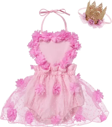 Miniatura 2 de Disfraz de tul de encaje para bebé, vestido de tutú de princesa, sin espalda, ropa de sesión de fotos + diadema