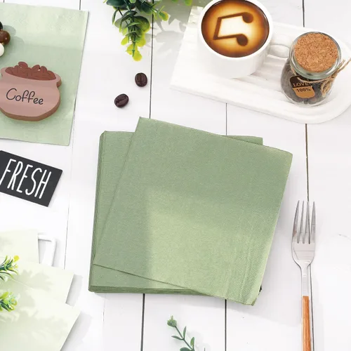Miniatura 3 de Whaline Paquete de 150 servilletas de papel verde salvia, 3 colores verde salvia, servilletas desechables para almuerzo, servilletas de cena