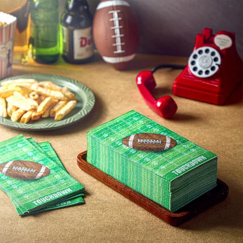 Miniatura 3 de Fuutreo 200 servilletas de fiesta de fútbol de 2 capas para invitados de fútbol, desechables, toalla de mano para el día del juego, suministros
