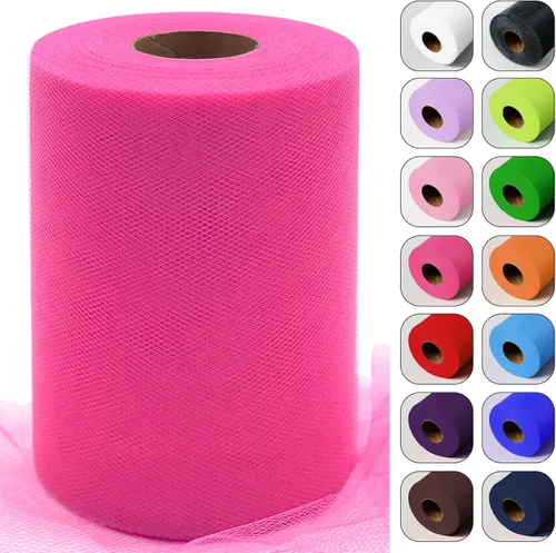 Miniatura 12 de Rollos de tela de tul verde ácido de 6 pulgadas por 100 yardas (300 pies) Cinta de tul para tutú, falda, envoltorio de regalo, decoración de boda