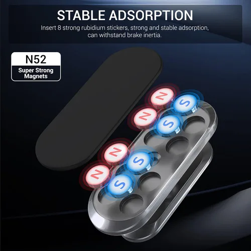 Miniatura 3 de TT&C Paquete de 2 soportes magnéticos para el tablero del automóvil, soporte para teléfono celular N52 superfuerte (adhesivo de alta unión)