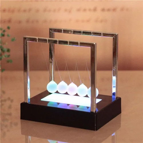 Miniatura 3 de Baoblaze Newtons Cradle - Pelotas de equilibrio de cristal, juguetes físicos, mesa de péndulo oscilante para niños y adultos, regalos aliviadores