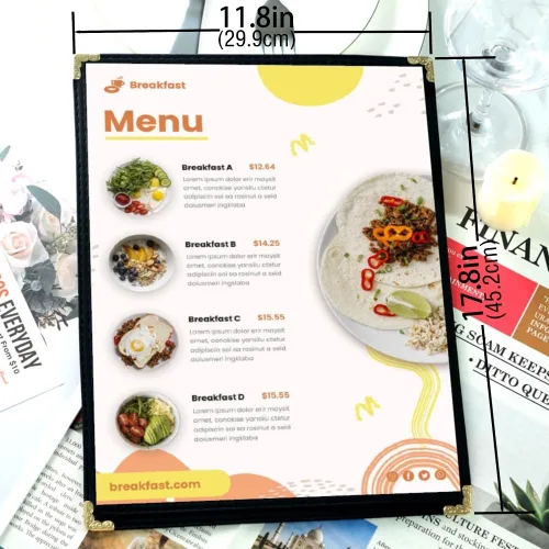 Miniatura 3 de Goodsmart - Fundas para menú de restaurante, paquete de 25 unidades, color negro, 2 vistas, soportes para menú de carga superior, cubiertas