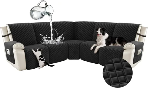 Miniatura 51 de Arfntevss Fundas para sofá seccional reclinable para sofá seccional en forma de L, funda antideslizante lavable para sofá reclinable con forma de L