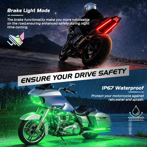 Miniatura 4 de Nilight - TL-35 Kit de luces LED RGB para motocicleta, 12 piezas, impermeable, multicolor, lámpara de luces de atmósfera con controles remotos