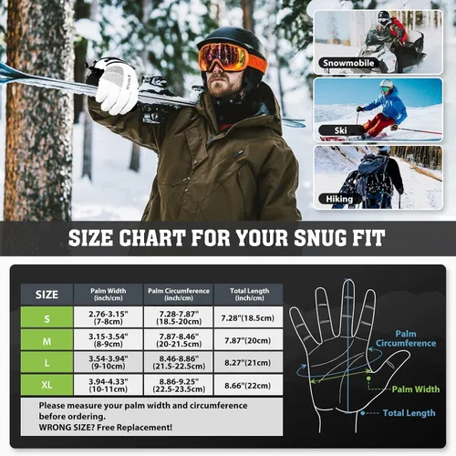 Miniatura 6 de Hikenture Guantes de esquí con Thinsulate 3M, guantes de nieve extra cálidos para hombres y mujeres, guantes de snowboard impermeables aislados