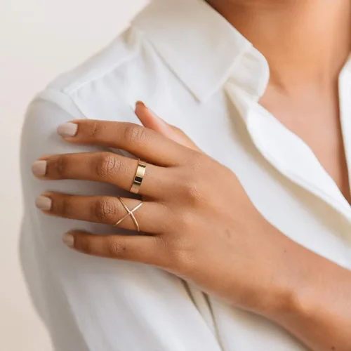 Miniatura 6 de NOKMIT Anillos rellenos de oro de 14 quilates de 0.197 in para mujeres y niñas, delicado y grueso, anillo de compromiso para el pulgar, regalo
