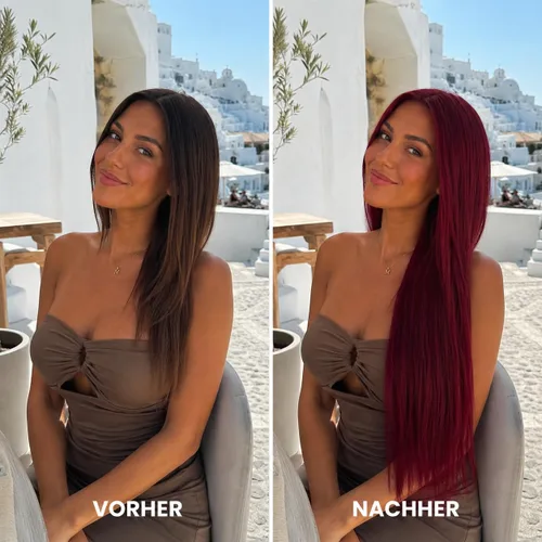 Miniatura 3 de CAISHA XXL - Juego de 8 extensiones de cabello con clip de 24 pulgadas, extensiones de cabello lacio rojo burdeos CES10