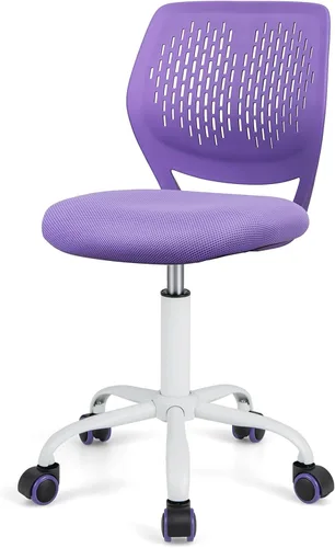 Miniatura 11 de HONEY JOY Silla de escritorio para niños, silla de estudio para niños con altura ajustable, respaldo bajo, silla giratoria de malla rodante, silla