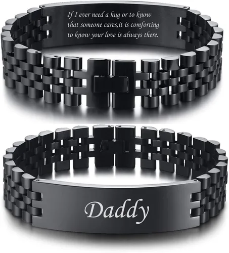 Miniatura 41 de VNOX Correa de reloj masculina de acero inoxidable, pulsera de eslabones personalizada, regalo de joyería para hombres, papá, padre, marido, novio