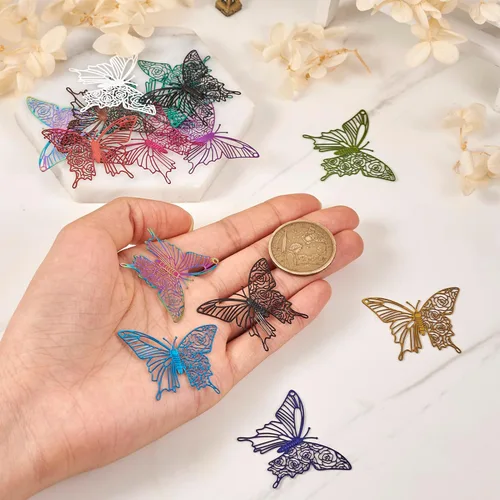 Miniatura 7 de Colgantes de conectores de filigrana, Acero inoxidable, Sin piedra preciosa