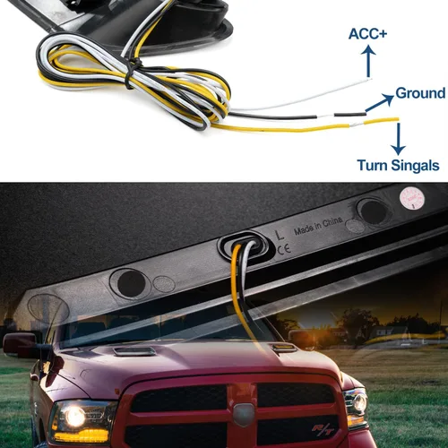 Miniatura 5 de Kit de barra de luz LED para campana de ventilación compatible con RAM 1500 Sport Hood Switchback 2010-2022 Lámpara de conducción DRL blanca