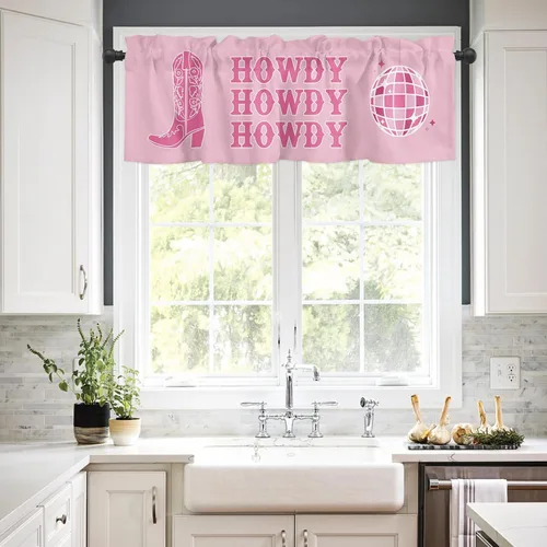 Miniatura 2 de Cenefa de ventana de Navidad para cocina, sala de estar, cortina de ventana temática de vaqueras para dormitorio, baño, cenefa de ventana Howdy