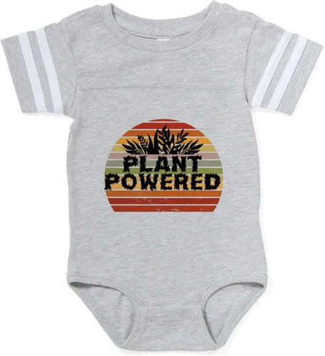 CafePress Funny Retro Plant Powered Vegan Plant Based Vegani Cute Infant Baby Football Bodysuit