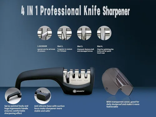 Miniatura 6 de 6 en 1 mejor afilador de cuchillos Afilador de cocina de 4 etapas premium para cuchillos, tijeras Diamante duro, carburo, ranuras de cerámica
