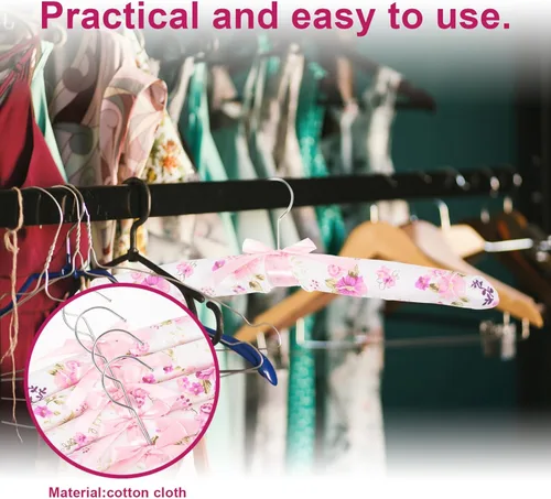 Miniatura 3 de VILLCASE 5 perchas acolchadas antideslizantes con funda de esponja suave para suéteres, vestidos y trajes, diseño sin rastros para la organización
