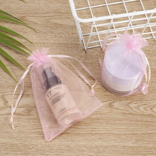 Miniatura 6 de 100 bolsas de organza rosa, bolsas de regalo con cordón transparente de 2 x 3 pulgadas para joyas, aretes, bodas, fiestas, recuerdos de Navidad