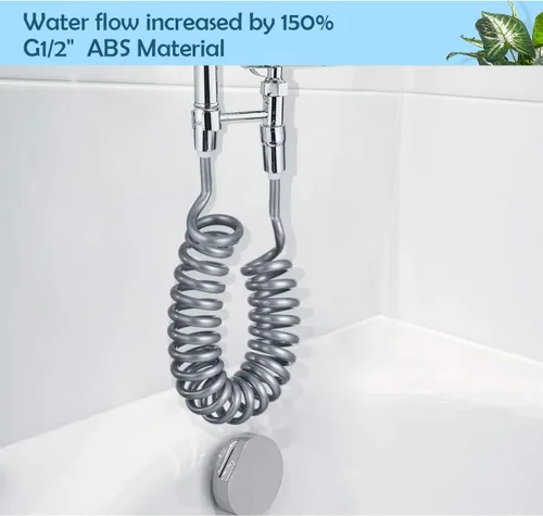 Miniatura 6 de Manguera de resorte para bidé, tubo de ducha flexible, antitorsión y estirable hasta 6.6 ft para agua de fontanería, inodoro, bidé, pulverizador