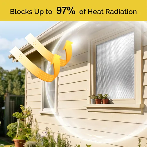 Miniatura 3 de fowong Rollo de Aislamiento Doble Reflectante, Aislamiento de Ventana para Calor de Verano, Película Reflectante de Calor de Barrera Radiante