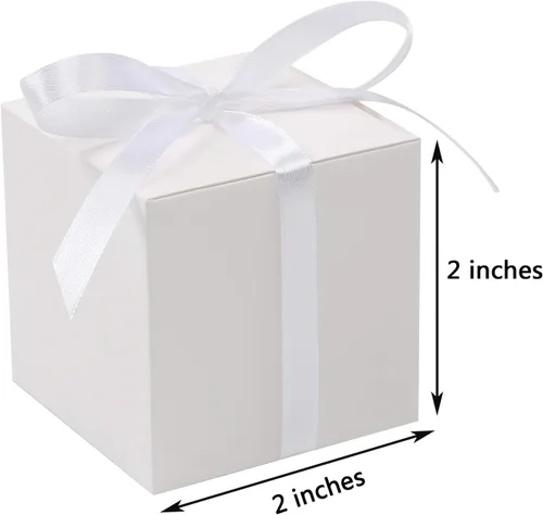 Miniatura 7 de COTOPHER 100 cajas de regalo pequeñas, cajas de regalo de 2 x 2 x 2 pulgadas, cajas de regalo de papel con cintas, caja de dulces para recuerdos