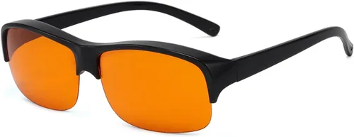 Miniatura 14 de Eyekepper Reducción de Luz Azul al 100%, Gafas de Computadora de Bloqueo Anti-Azul Fitover con Lente Extra Ámbar 1804-negro-100% bloqueo de luz azul