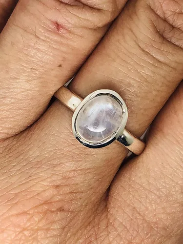 Miniatura 4 de Anillo de plata de ley 925 con piedra lunar ovalada, estilo bohemio